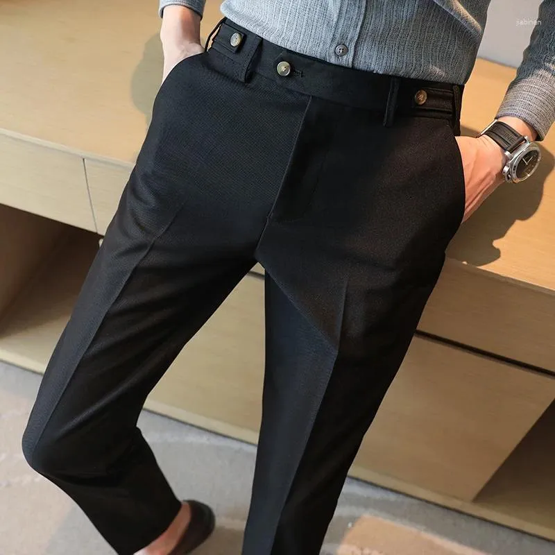 Men's Suits High Quality Business Suit Pants For Men Solid Color Casual Office Social Trousers Comfort Slim Wedding Party Formal 2024