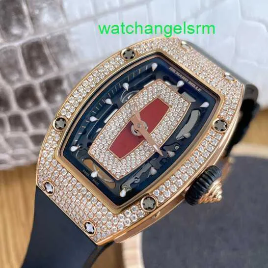 Crystal Automatic Wrist Watch RM Wristwatch Red Lips Full of Stars Womens Series Rm07-01 18k Rose Gold Original Diamond Automatic Mechanical Famous Watch