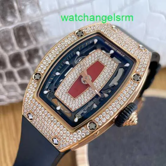 Kristal automatisch polshorloge RM-polshorloge Rode lippen vol sterren Damesserie Rm07-01 18k roségoud origineel diamant automatisch mechanisch beroemd horloge