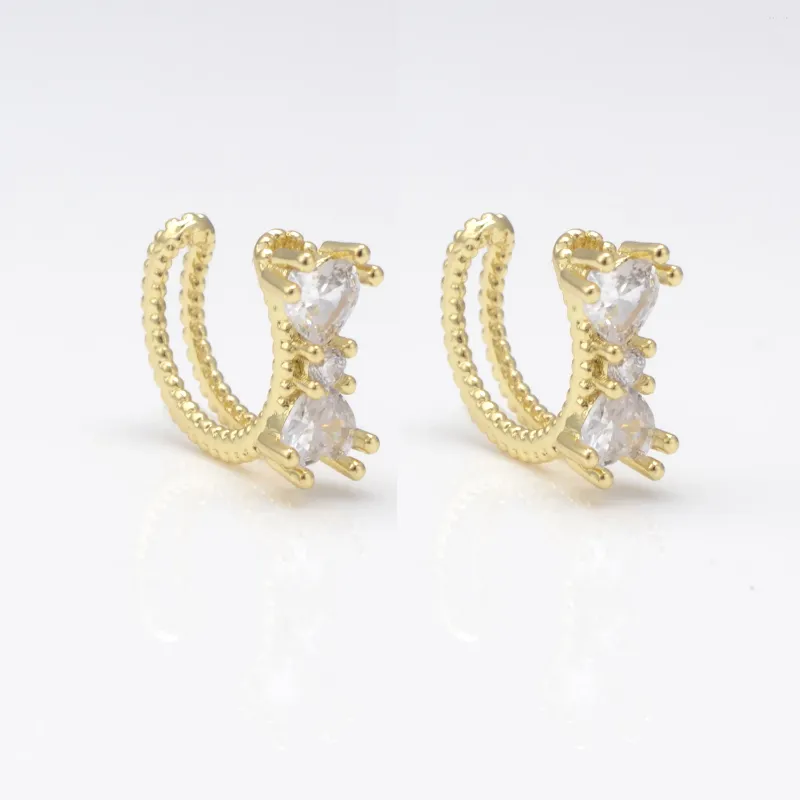 Boucles d'oreilles créoles en Zircon en forme de C, Clip d'oreille pour femmes et hommes, fermoir à la mode, en cuivre plaqué or, manchette, bijoux Hip Hop