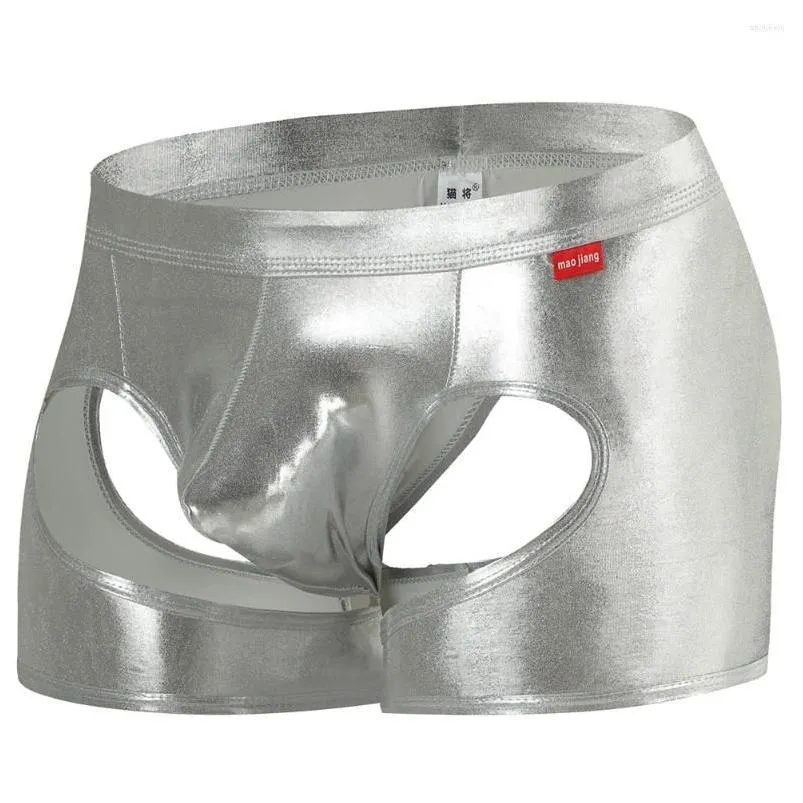 Unterhosen Männer Boxer Helle Boxershort Gold Leder Höschen Leistung Unterwäsche Calsones Homme Elepant Nase Offene Bingeries Drop Del Ots3Z