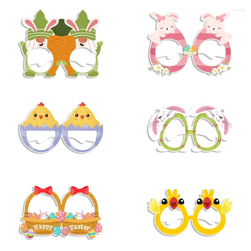 Decorazione per feste Divertimento pasquale Occhiali con montatura per orecchie Pulcino a forma di uovo Carta Po per bambini Favore felice