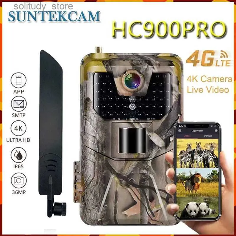 Hunting Trail Cameras HC900PRO 4G caméra de chasse à la faune en direct Photo vidéo Application de stockage en nuage en direct 4K 36MP étanche IP65 Q240321