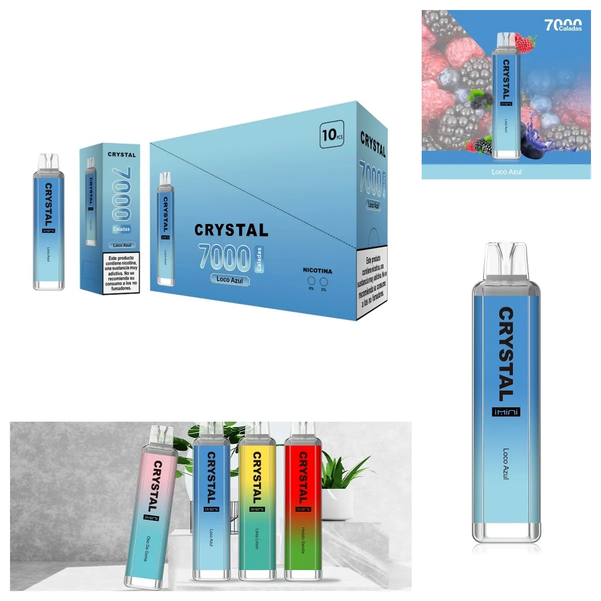 Crystal Imini Pro 7000 12000 sbuffi Monousonali e sigarette Pro Max 1300 mAh Batteria 0% 2% 3% 5% Capacità 16 ml con 7000 sbuffi penna vape extra 100% VAPORS di qualità Kit all'ingrosso