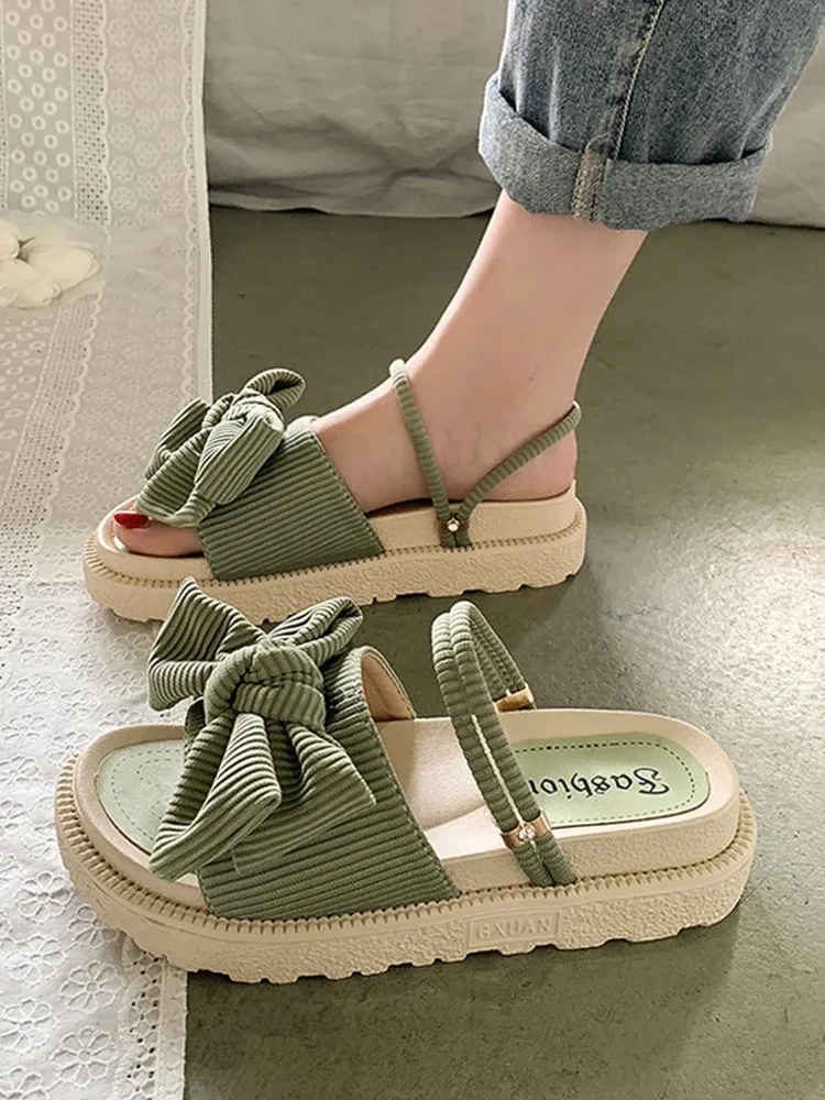 Sandals 2023 Summer Clear Heels Beige Heeled Sandals Two Weare Sale Of Women's Shoes Med Black Fashion Clogs New Bow Medium Girls Comfor