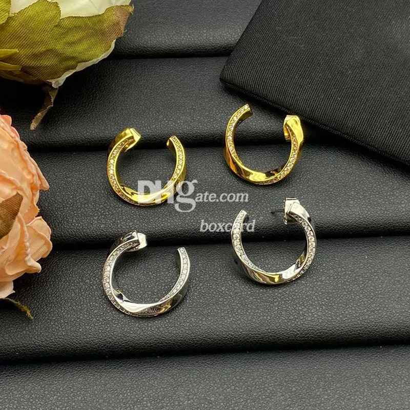 Boucles d'oreilles breloques en strass doré, clous brillants de luxe, bijoux pour femmes avec boîte-cadeau