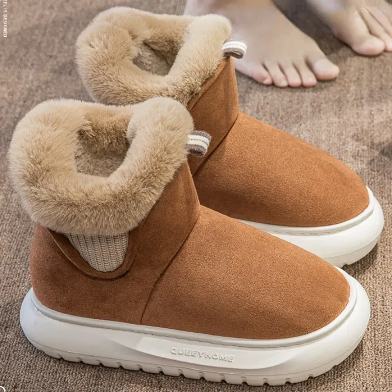 Bottes Furry Chaussures d'hiver pour femmes Softs Soft Soled Plateforme extérieure Bottes de neige féminines High Top Footwear confortable Dames Booties