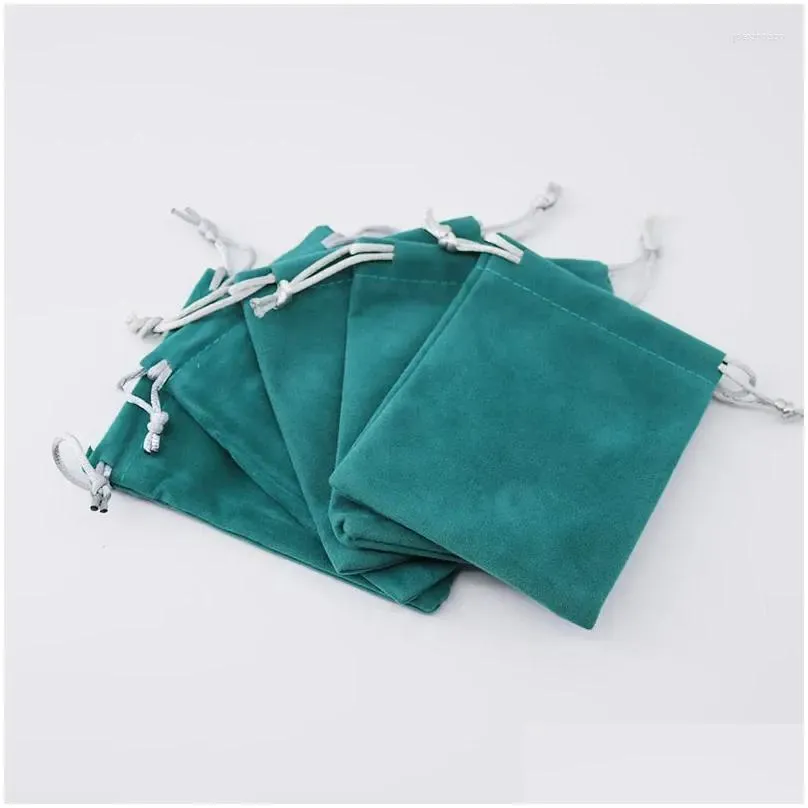 Pochettes à bijoux Sacs 13 18Cm 5Pcs / Lot Turquoise Foncé Veet Dstring Sac de pochette d'emballage de poussière pour petite entreprise Logo personnalisé Drop Deliver Ot9J1