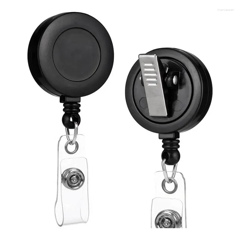 Chaveiros 2 Pack ID Badge Holder Carretéis retráteis com clipe de jacaré giratório (preto)