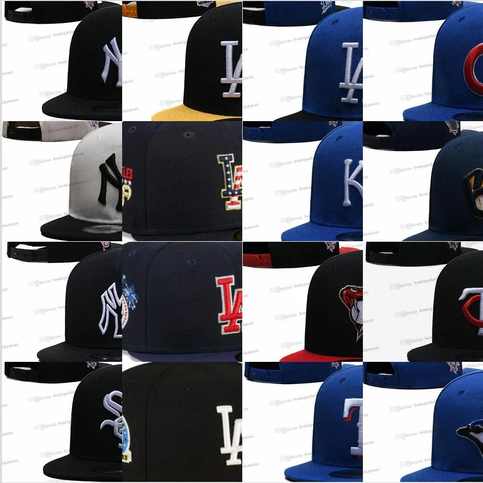 Cappelli snapback da baseball da uomo in 35 colori Classico Tutte le squadre Blu reale Hip Hop Nero Navy New York "Cappelli sportivi regolabili Chapeau cucito Colori misti Ju5-01