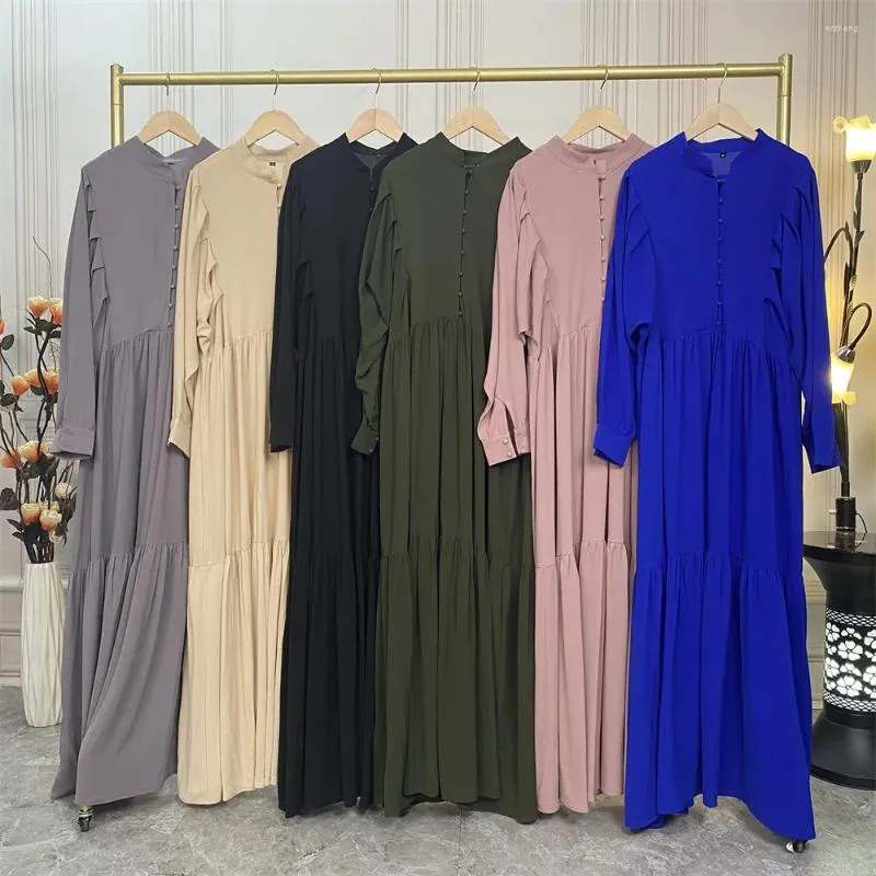 Etniska kläder Ramadan Chiffon Vestidos de Mujer Turkiet Kaftan Islam Abaya Dubai Muslim For Women Hijab Dress Caftan Arabic Maxi Robe