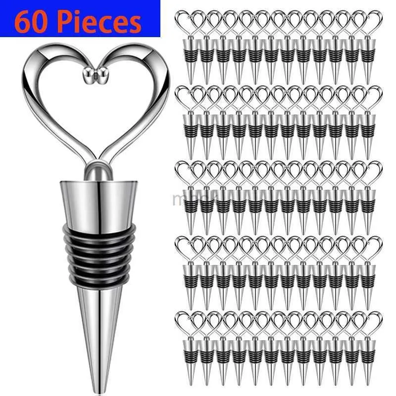 Outils de bar 60pcs en forme de coeur vin rouge champagne bouchon de bouteille de vin saint valentin cadeaux de mariage ensemble bouchon de vin accessoires de bar 240322