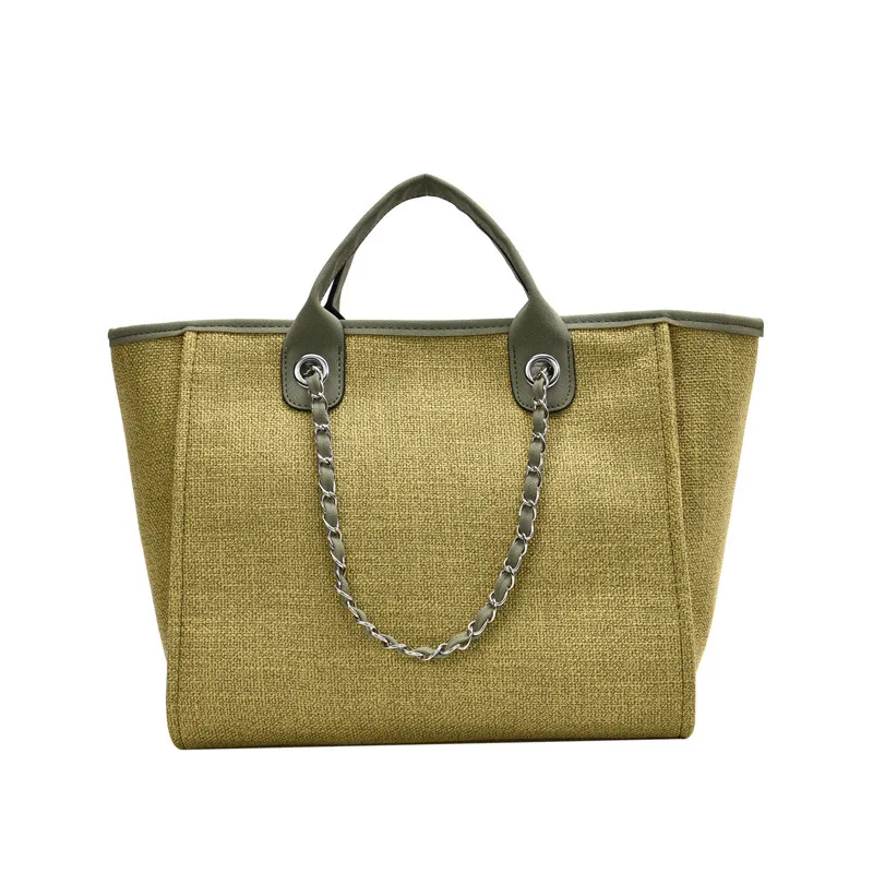 Borse di design di lusso femmina sacca da spiaggia classica Nuova donna tote bag tela di grande capacità di moda catene borse per la spesa per la signora casual