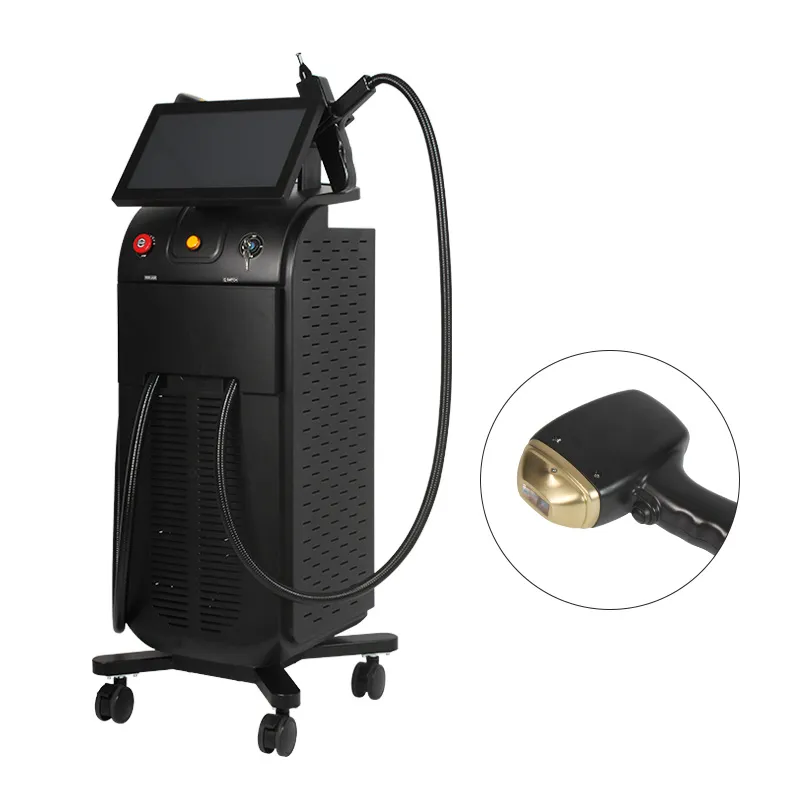 Ice Cooling Diode Laser Två styrstycken Pico ND YAG Q Switch 2 i 1 Tatuering Diode 808 755 1064 Nm Trippelvåglängder Permanent hårborttagning Maskin