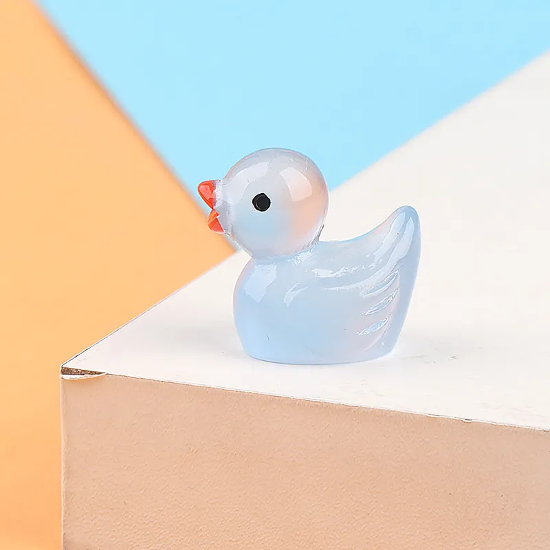 Cute Nightglow Duckling Creative Small Ornaments Jewelry Miniaturas Resin Statue Collection Toy Fairy Garden Mini Decoration & Charms 