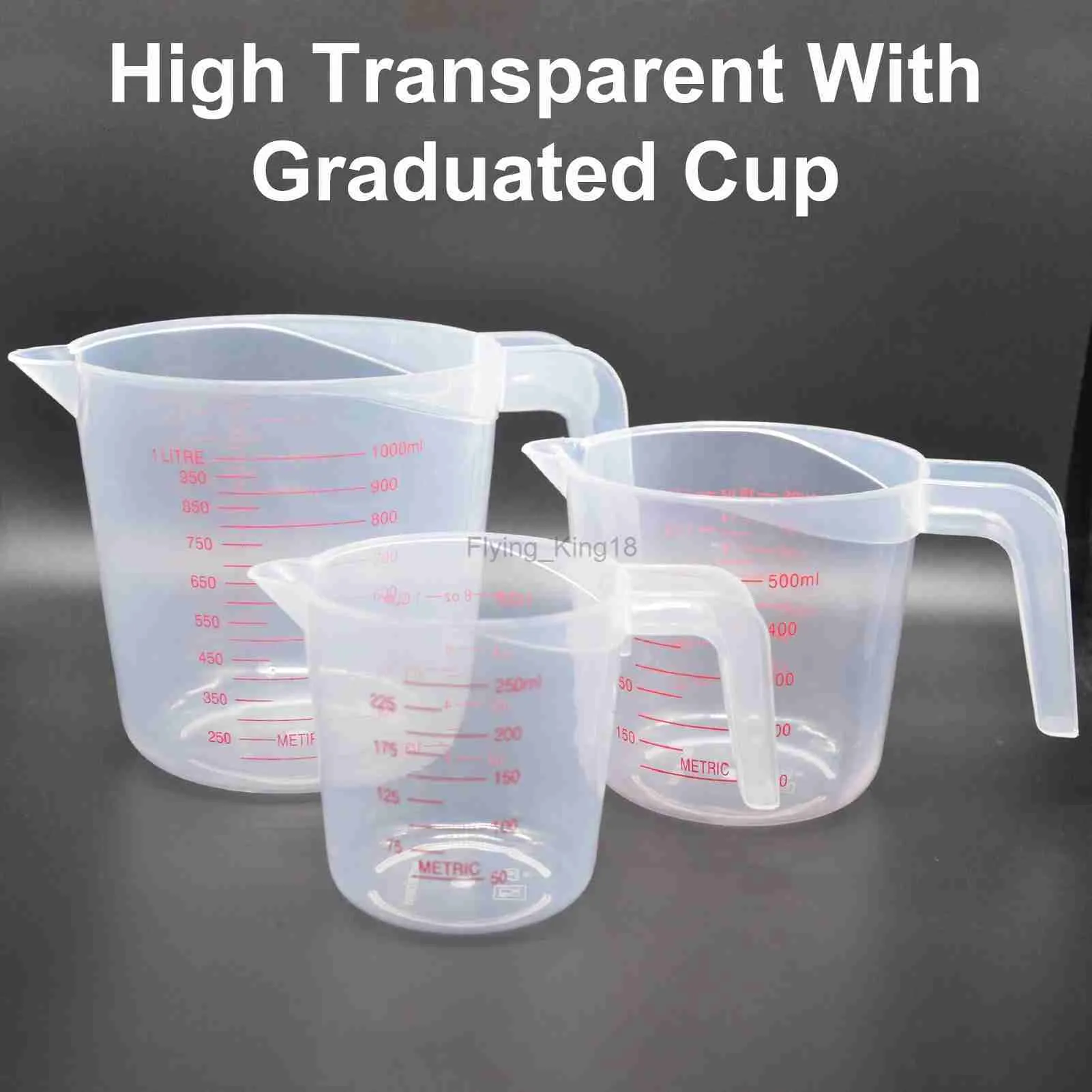 Balances domestiques 1 pièce tasse à mesurer transparente de qualité alimentaire avec échelle accessoires d'outils de cuisson de cuisine en plastique de haute qualité 250/500/1000 ml 240322