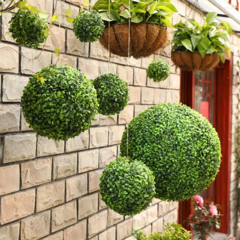 Fiori decorativi Pianta artificiale Topiaria Palla Finte palline di bosso per cortile Balcone Giardino Matrimonio Decorazioni per la casa Fiore finto