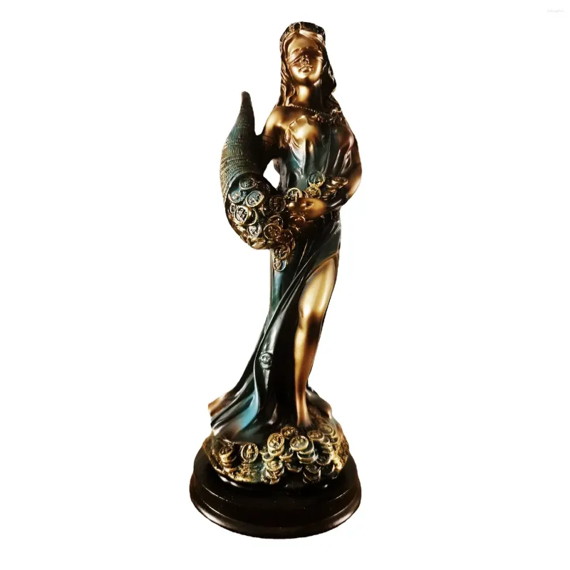 Placas decorativas vendadas fortuna estátua antiga grega romana deusa da fortuna vintage azul sorte escultura decorações para casa