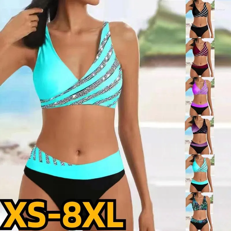 Swimwear femminile 2024 A alta vita Donne retrò costume da bagno con costume da bagno femminile stampa bikini estate da bagno a due pezzi