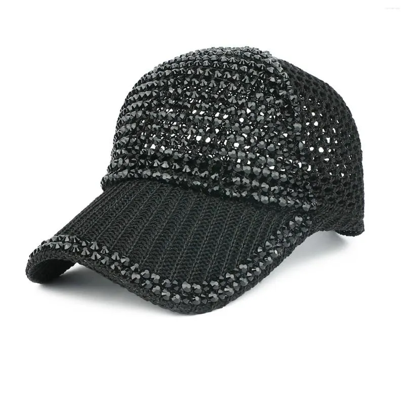 Boll Caps Kvinnor Män med hjälp av Rhinestone Crystals Justerbart Mesh Baseball Cap Shiny Bling Casual Sports Trucker Spela Dirty Hat