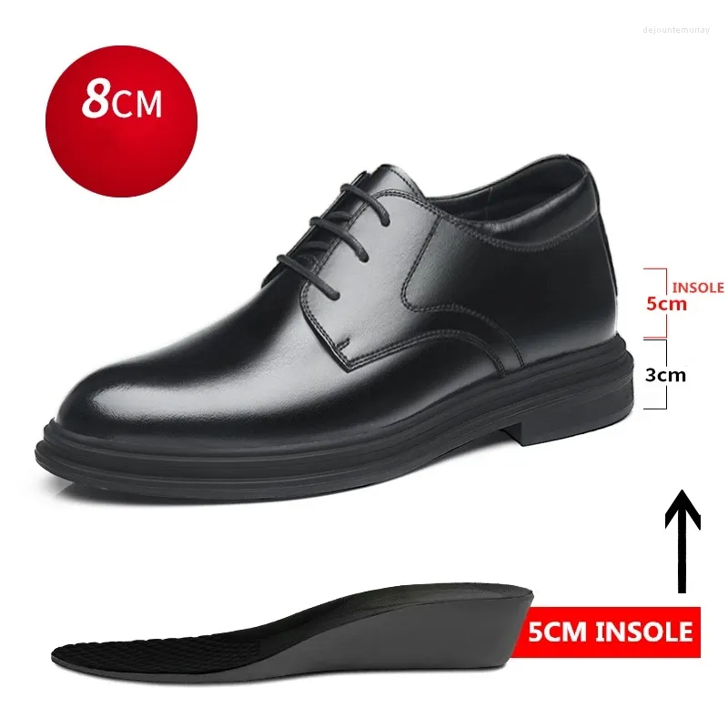 Dress Shoes Men Elevator Summer Breathable Casual Classic Business Heightening Leather 8CM 6CM Moccasins Taller Male