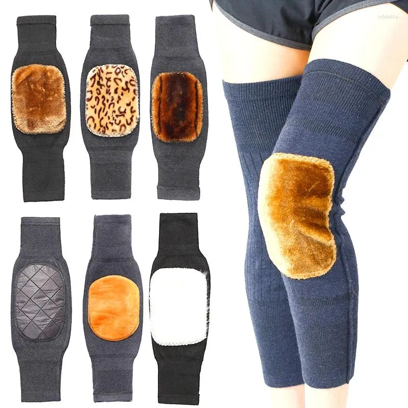 Men's Sleepwear 1 Pair Non-slip Coldproof Winter Cashmere Double Thick Windproof Warm Knee Pads High Elasticity Durable
