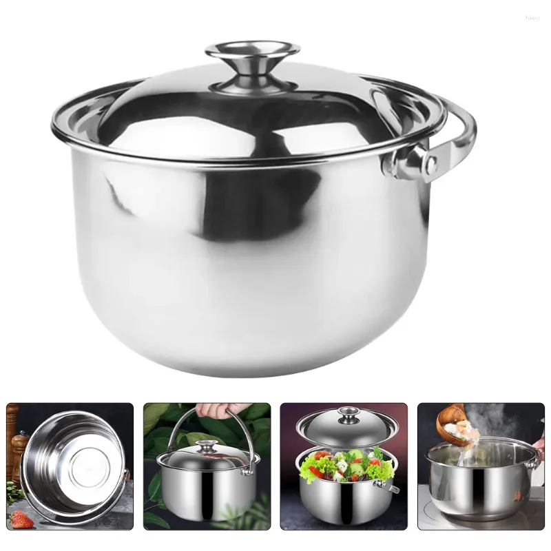 Double Boilers Stainless Steel Cooking Pot Handle Soup Stock Pans Kitchen Gadget Tool Butter For Home Multi-purpose Milk With Lid