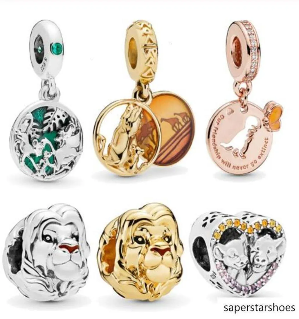 Arrival 925 Sterling Silver Beads The Lion King Simba Mufasa Charms fit Original Pandora Bracelets Women DIY Jewelry9927347