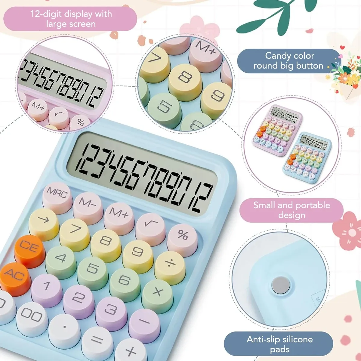 Candy dopaminy kalkulatory kolorów INS Style duży wyświetlacz mechaniczna klawiatura kropka z powrotem do szkoły Uczniowie Finanse Artykuły papiernicze YFA2053