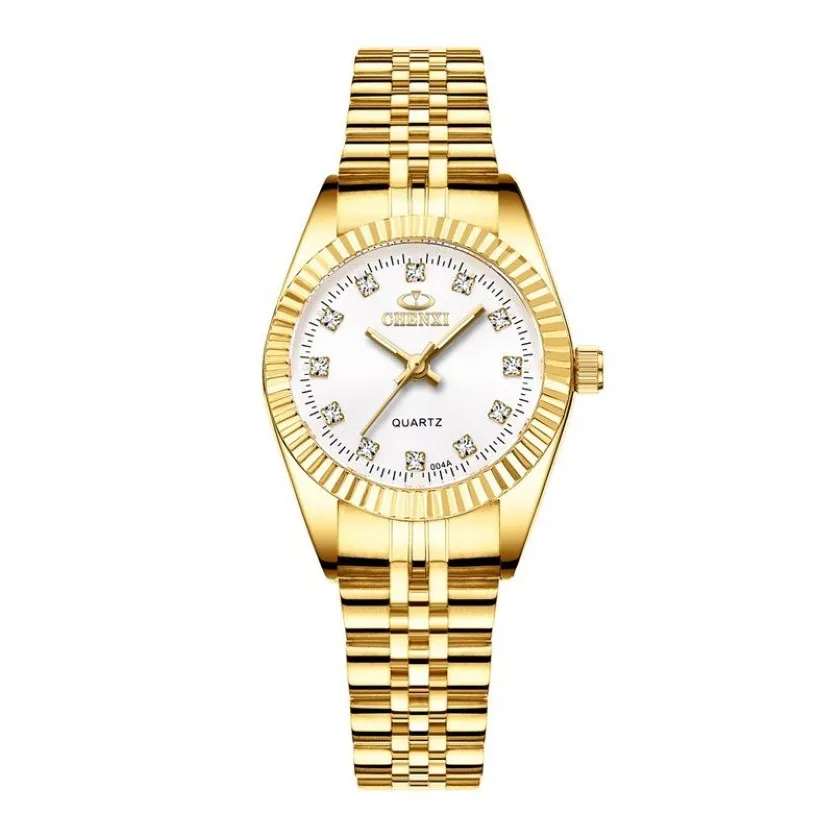 Luxury Women Watches Ladies Fashion Quartz Watch for Women Golden Rostly Steel Armswatches Casual Female Clock XFCS344U