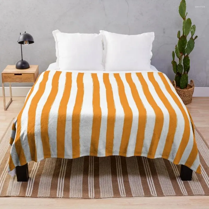 Blankets Preppy Orange And White Cabana Stripes Throw Blanket Decorative Beds Fluffys Large Softest Single Ands