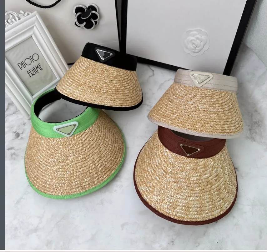 豪華な夏のバイザー女性ファッションビーチ女性の麦わら帽子キャップデザイナー調整可能なキャップストリートサン保護帽子