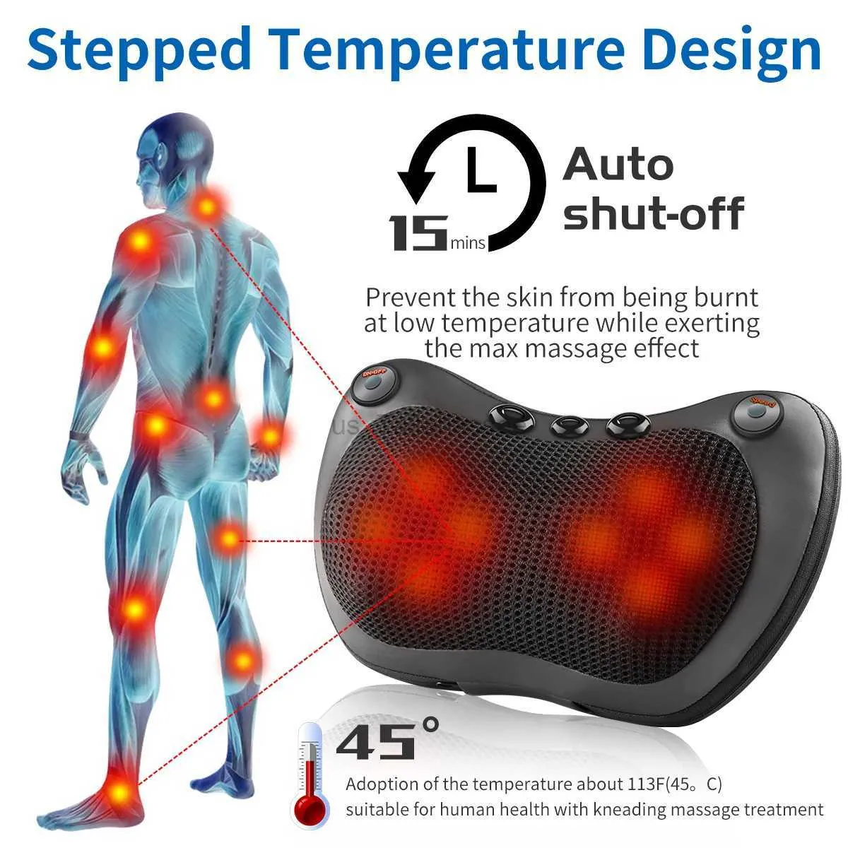 Massaging Neck Pillowws Electric Neck Massage Pillow for Shoulder Back Heating KneadingInfrared shiatsu head Massager8 head 24322