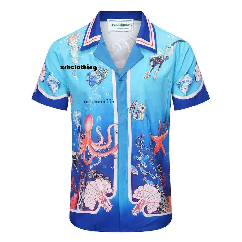 casa blanca t shirt Summer New Ocean World Submarine Print Casablanca Loose Hawaiian American Style Shirt