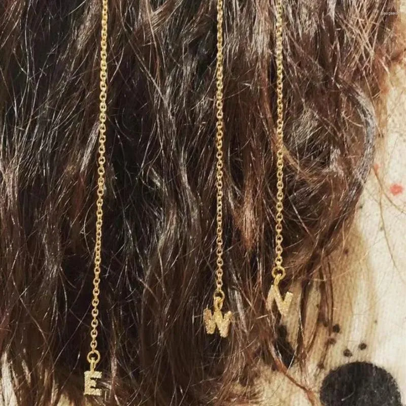 Pinces à cheveux en métal avec pompon Long, pendentif lettre A-Z, chaîne, bijoux pour filles, noms personnalisés, accessoires d'extension, couvre-chef