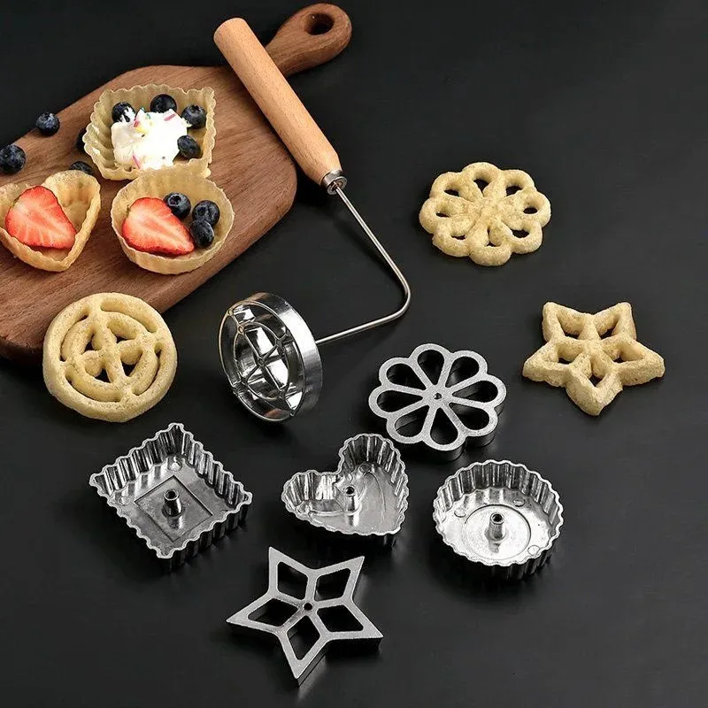 1 Set Baking Mold Waffle-cookie Mould Set With Handle Detachable Food Grade Aluminum Alloy Cooking Mold Baking Accessories 240311