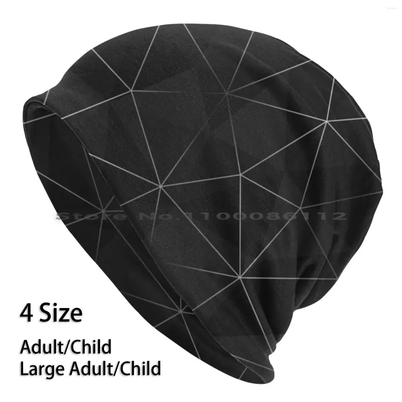 Berets Kintsugi-Silver Malha Gorros Chapéu de Malha Kintsugi Prata Geometria Geométrica Polígonos Simétricos Vetores Padrões de Forma Repetindo