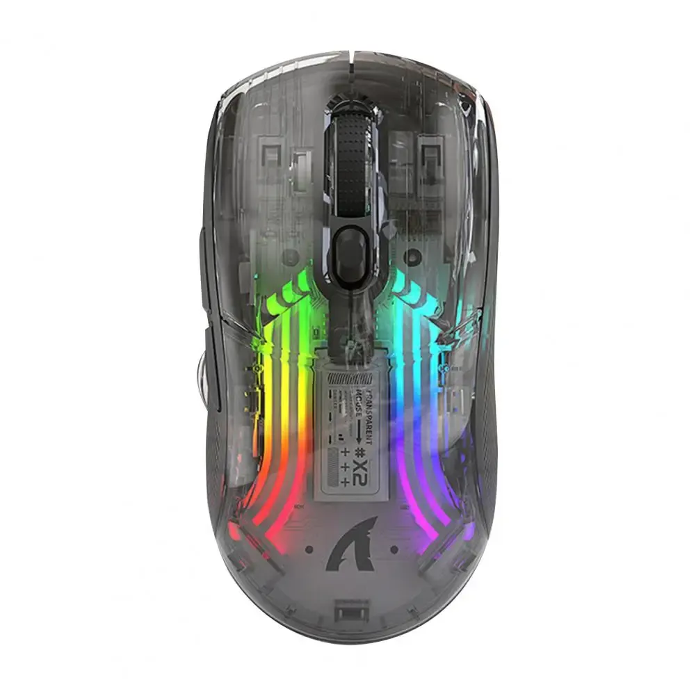 Ratos ópticos mouse três modos rgb luz jogando jogo transparente sem fio bluetoothcompatível mouse portátil