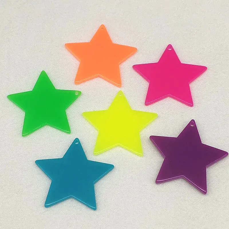 Arrival 33x35mm 100pcs Acrylic Solid Neon Effect Star Charm For Handmade Earring DIY PartsJewelry Findings Components 240309