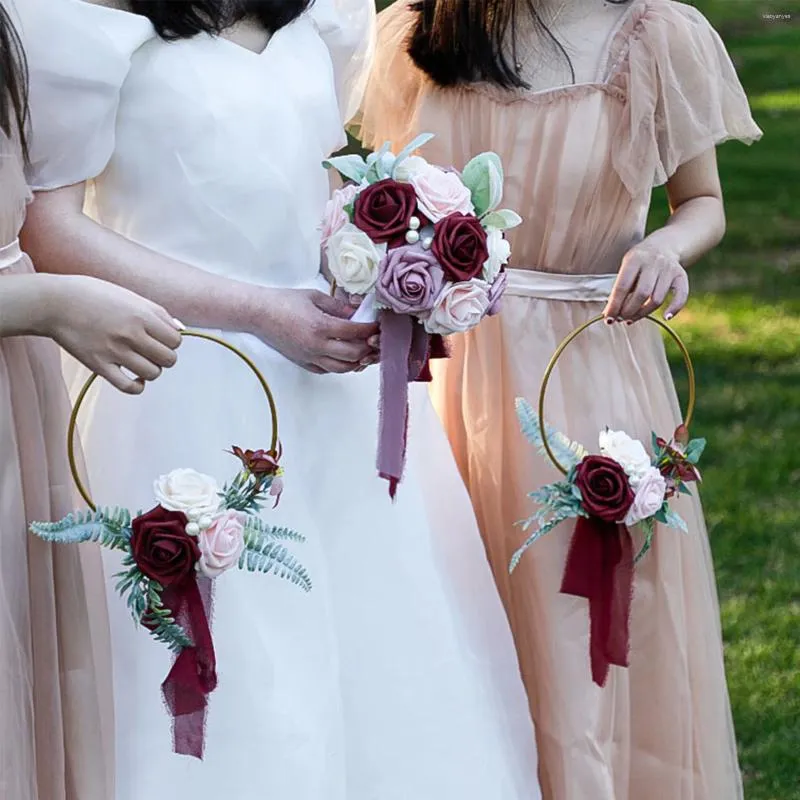 Dekorativa blommor bröllop brudtärnor metall krans floral båge kransar plast multicolor elegant snyggt välkomnande girlandskylt lintel