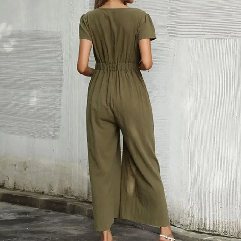 Kobiety Pants Women Joks Stylowe letnie kombinezony w szyku w szyku romper romper szeroko nogi streetwear swobodny krótkie rękawie dla kobiet