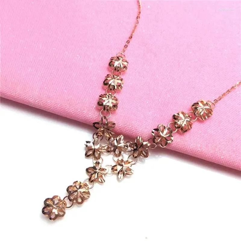 Pendants Necklace 14K Rose Gold Gypsophila Flower Pendant Noble Luxury Classic Wedding Engagement Ladies Jewelry