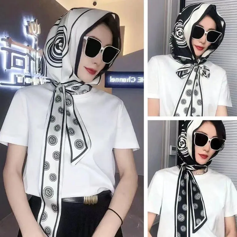 Scarves Simulation Silk Scarf Hat Hijab Sunscreen Cap Muslim Baotou Ribbon Head Turban