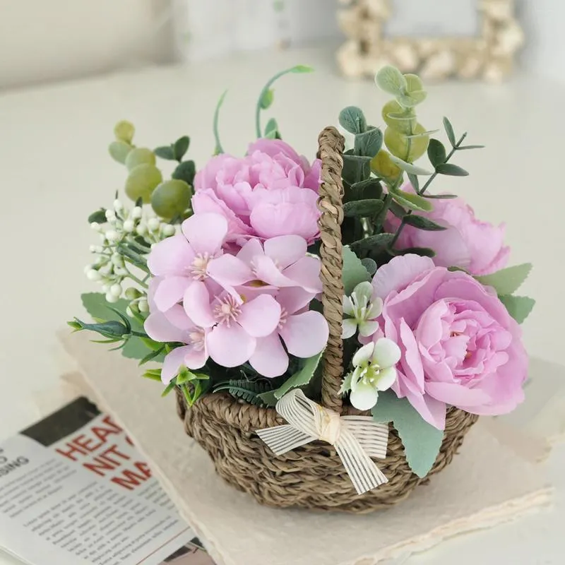 Decorative Flowers Artificial Flower Potted Furnishing Articles Wedding Bouquet Shooting Props Modern Home Decoration Mini Ornament