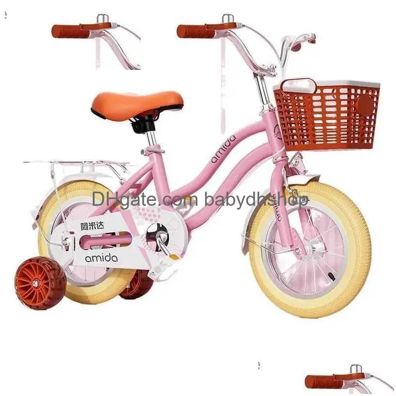 Bikes Ride-Ons Kids Bike With Training Wheels 12 14 16 Inch Princess Bicycle Basket Streamers Toddler Girl Drop Delivery Toys Gift Dh75R