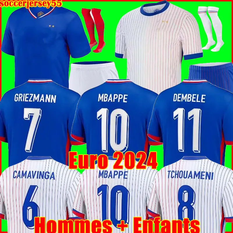 フランスサッカージャージー24 25 MBappe Griezmann Euro Cup 2024 2025 Giroud Pavaro Hernandez Dembele Maillots de Football Shird de Foot Men Kid Kit Enfants