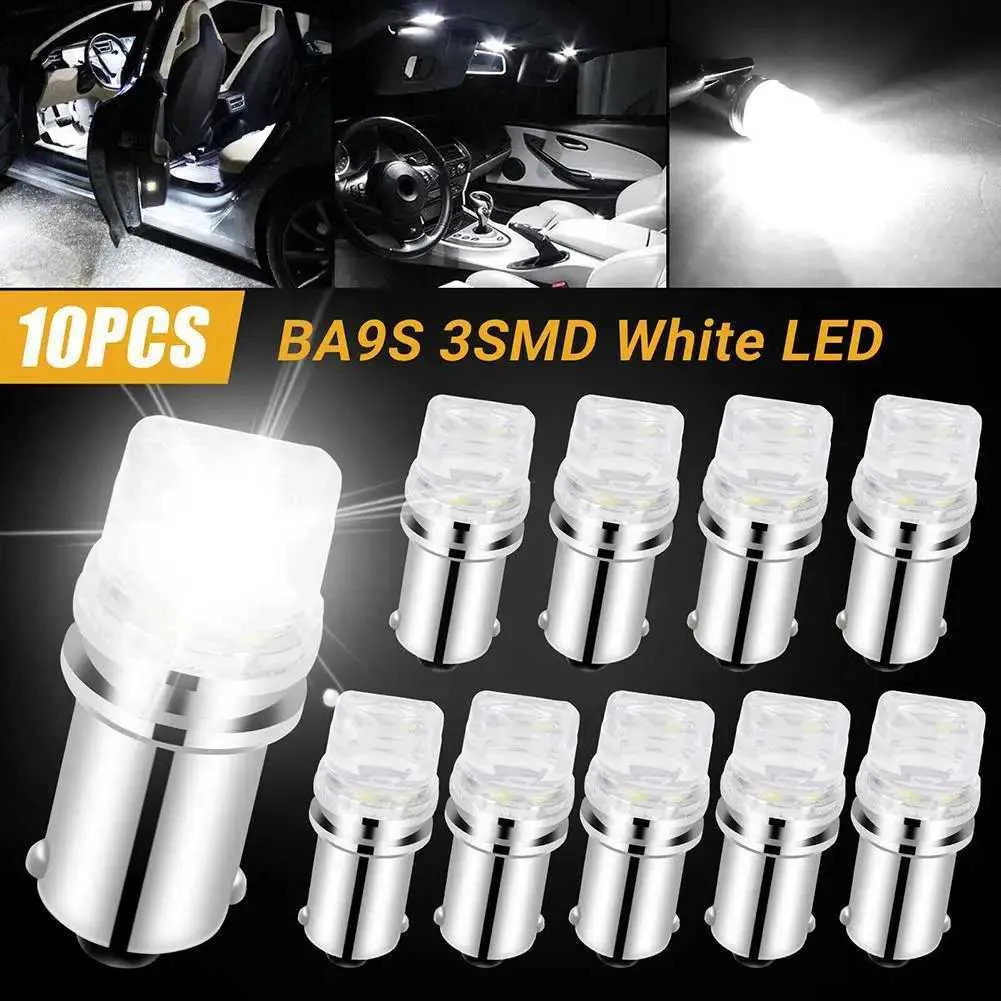 Autres lumières de voiture 10pcs Ba9s 2835 3SMD LED Kit d'ampoule 12V 300LM 6000K Ultra Bright Tableau de bord Ampoule intérieure LightL204