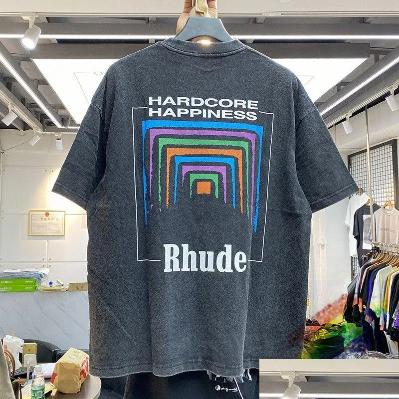 Herr t-shirts fin tvättade t-shirt män kvinnor vintage tungt tyg tee något lösa toppar mticolor droppleverans kläder kläder tees otsjc