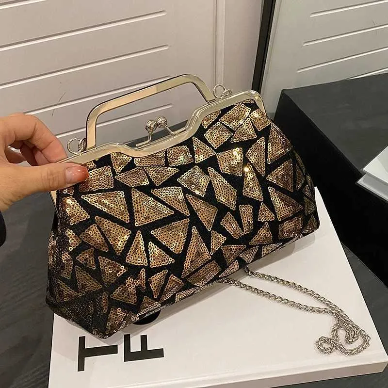 Cross Body 2023 Fashion Multicolor Sequins Evening Bag hasp Luxury Handbag Chain Women Shoulder Crossbody Bag Lady Wedding Party Clutch bagL2403