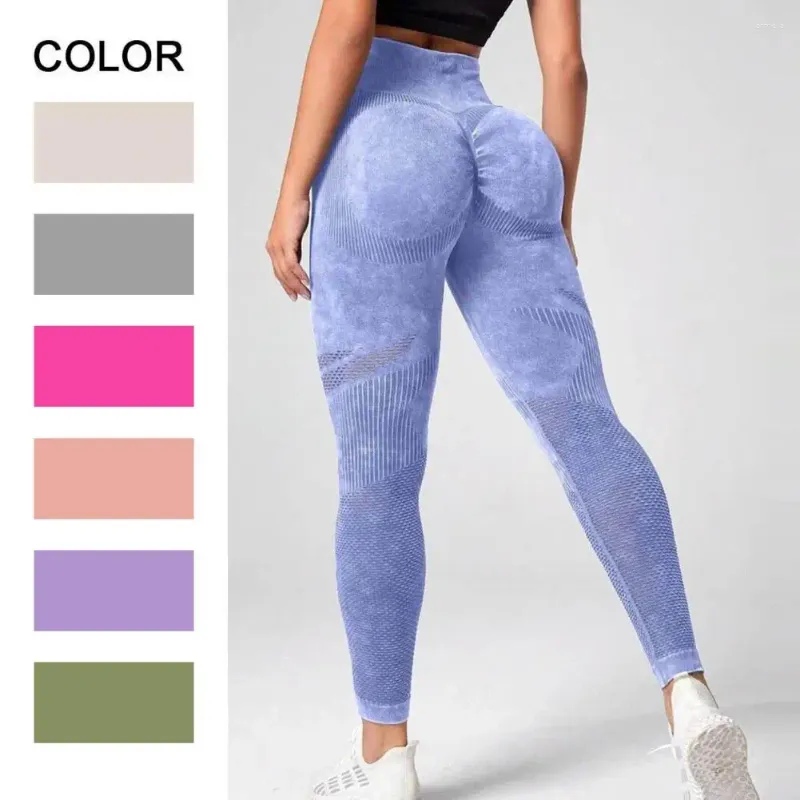 Active Pants Tie Dye Print Fitness Byxor Ruched Tummy Control Yoga Leggings Hög midja med fickor för kvinnor tjocka